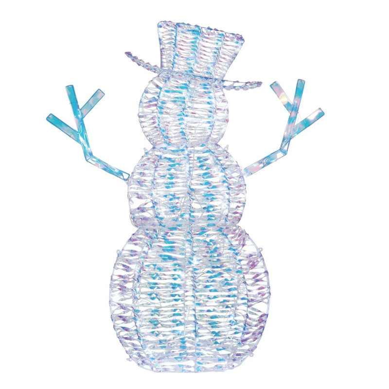 Pre-Lit LED Iridescent Snowman Lighted Display