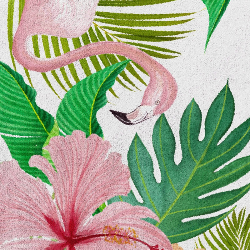 Guy Harvey Flamingo Floral Area Rug, Rectangle 5'4" x 7'8"