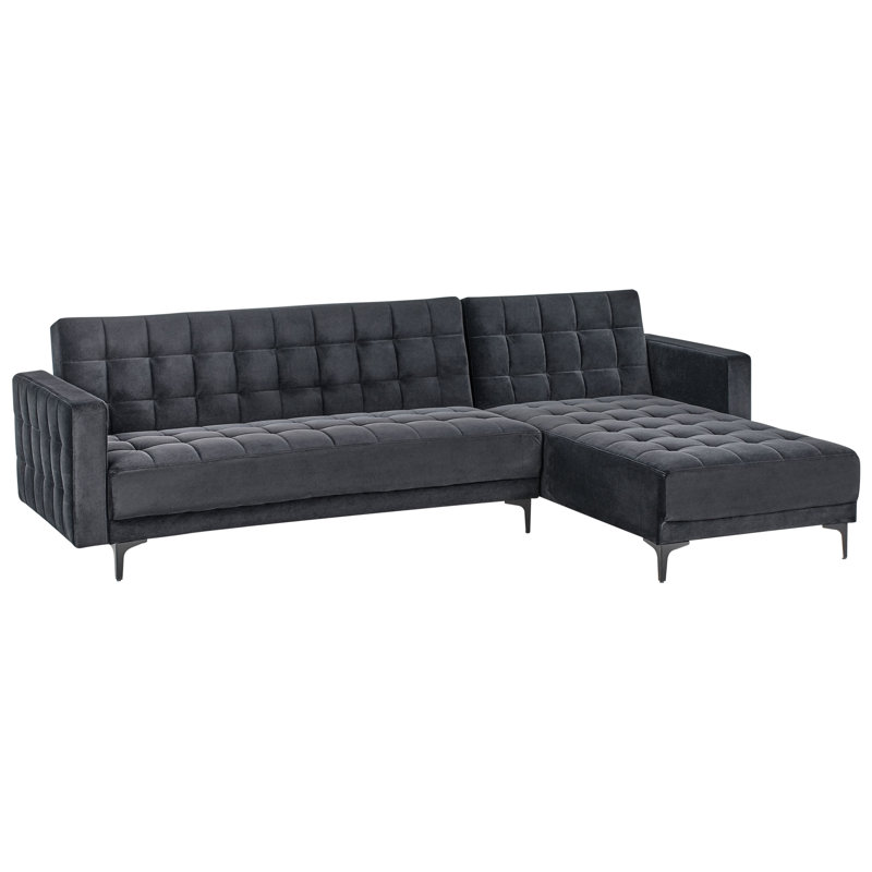 Aliyha 4 Seater Velvet Sofa Bed, Right Hand Facing, Black