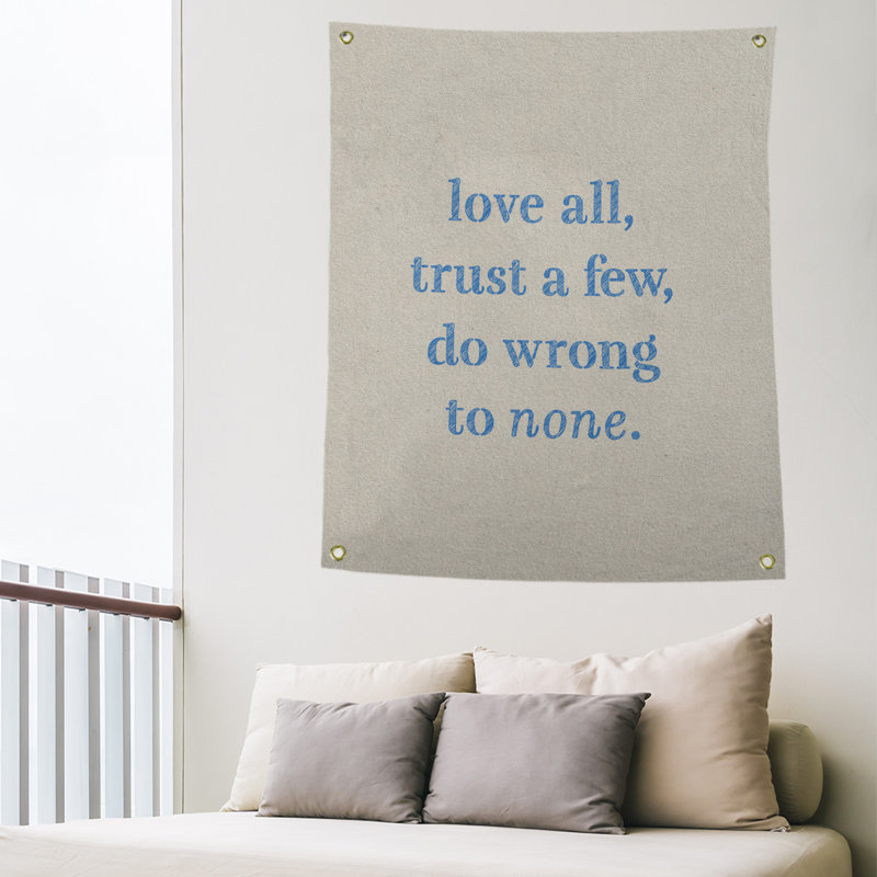 Tapisserie de polyester, pas de citation erronée, H 80 po x l 59 po, Blanc / Bleu