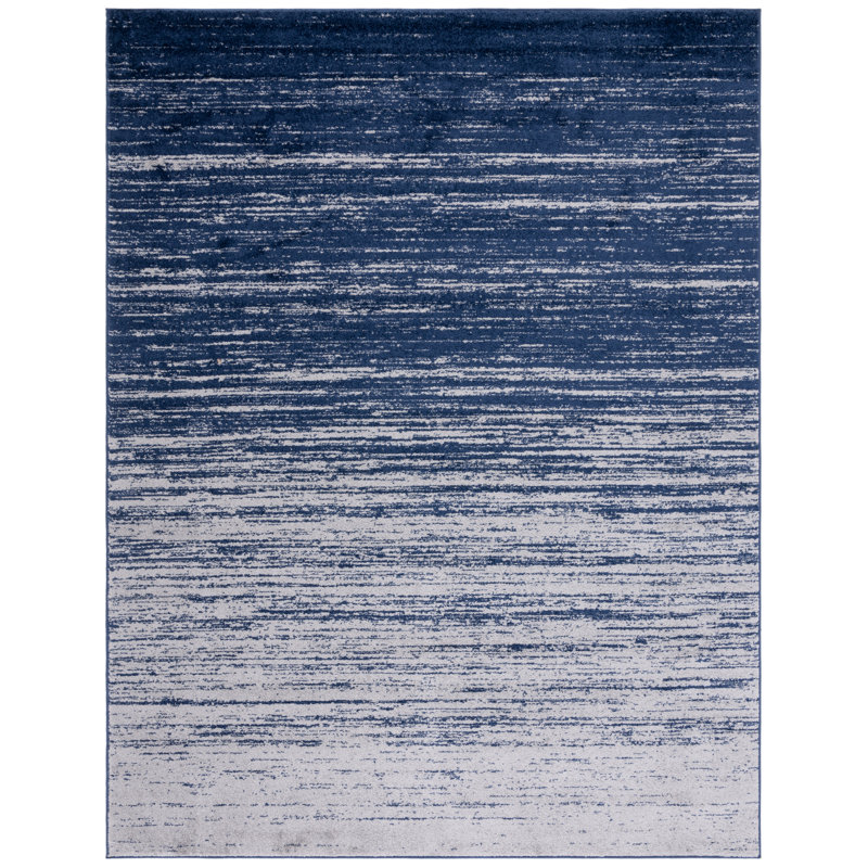 Ayoki Navy/Gray Area Rug, Rectangle 10' x 14'