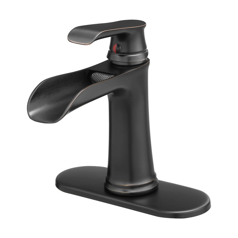 Robinet pour salle de bain à un trou avec poignée simple, Bronze frotté à l'huile