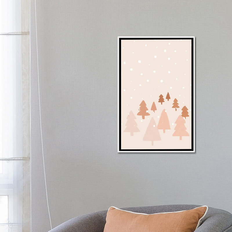 Reproduction d’art, "Winter Forest" par Orara studio, H 26 po x l 18 po x 1,5 po, Toile blanche encadrée, Pas de tapis