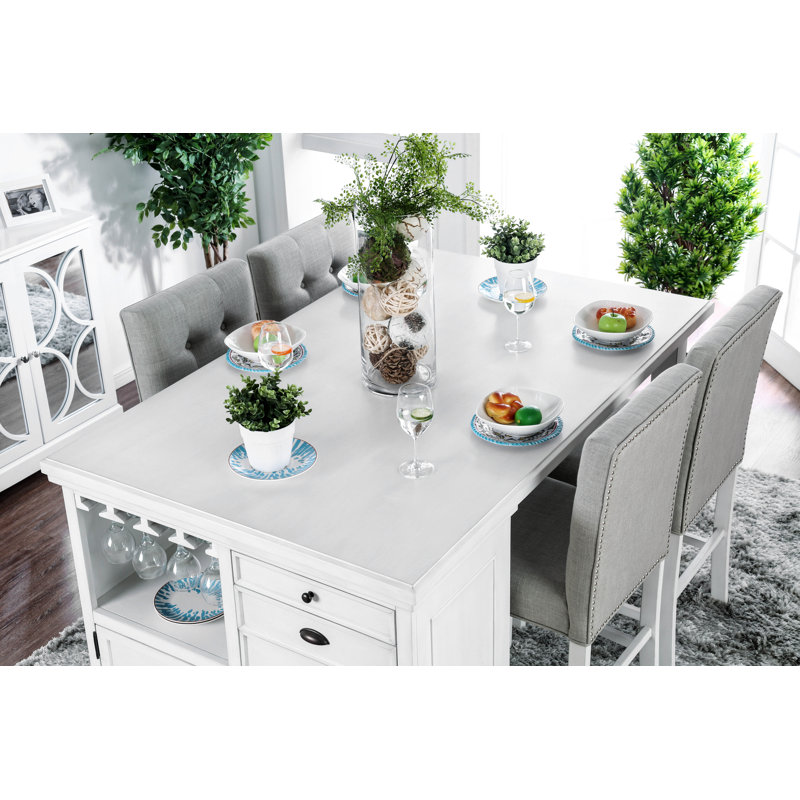 Feruza 5-Piece Counter Height Dining Table Set, 5 Pieces: Table, 4 Chairs
