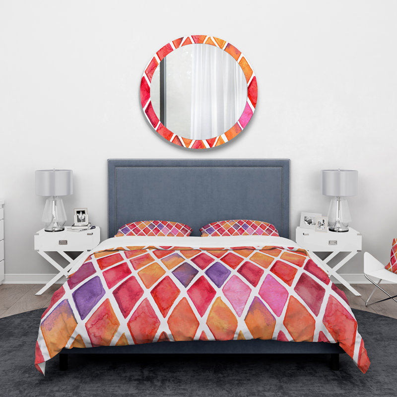 Ensemble de housse de couette en microfibre rouge / orange, Housse de couette simple + 1 taie décorative stan