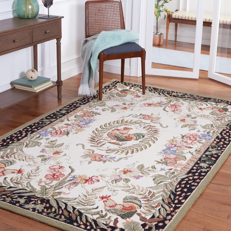 Tapis floral en laine crocheté à la main Kinchen, Rectangle 5 pi 3 po x 8 pi 3 po
