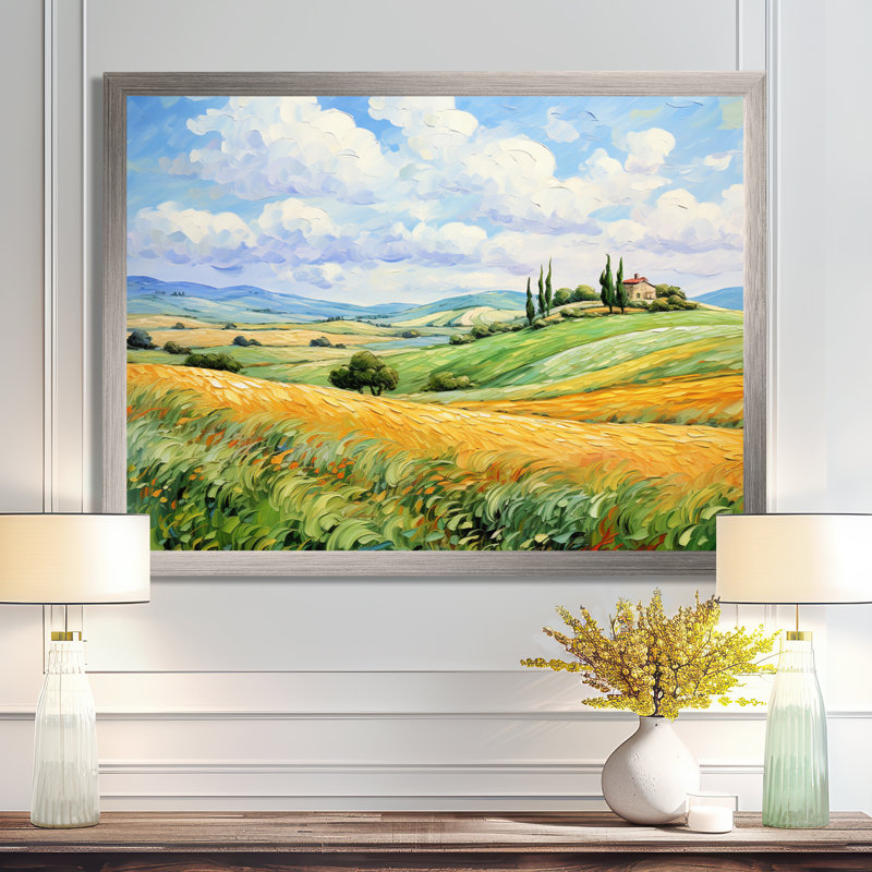 Van Gogh, reproduction d'art sur toile, "Rolling Hills I", H 34 po x l 44 po x P 1,5 po, Cadre argenté