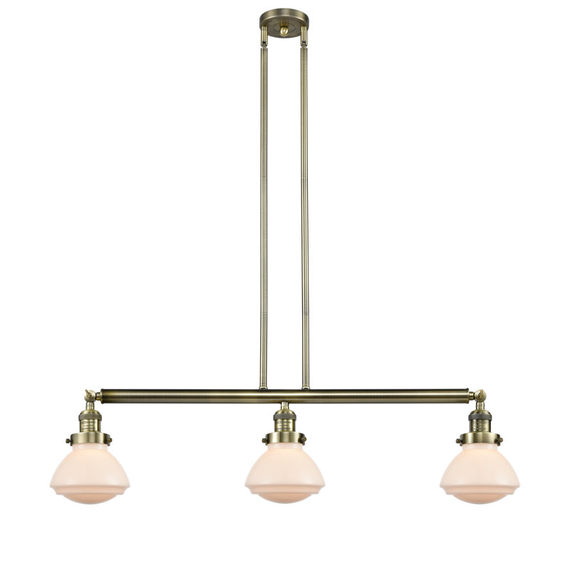 Chesterville 3 - Light Kitchen Island Pendant, 6 Watt Vinage LED Bulb, Matte White, Satin Gold