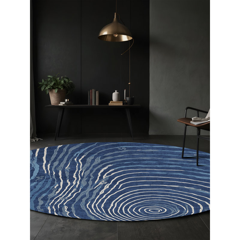 Machine Washable Gray Area Rug, Round 6'