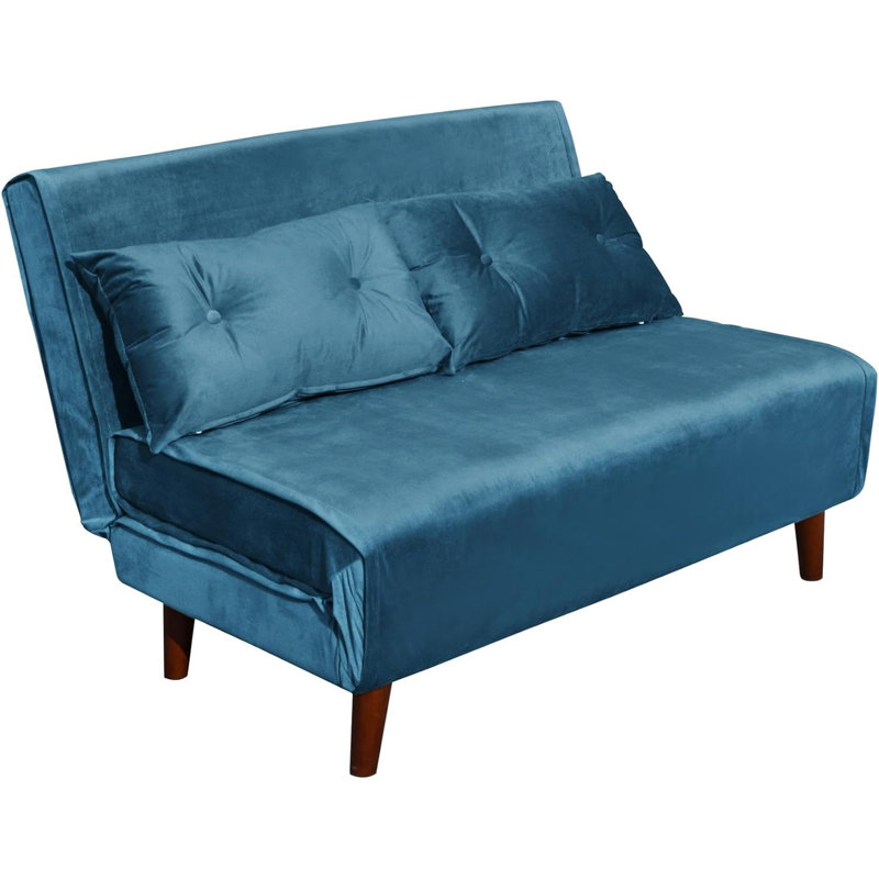 Cramerton 2 Seater Velvet Sofa Bed, Blue