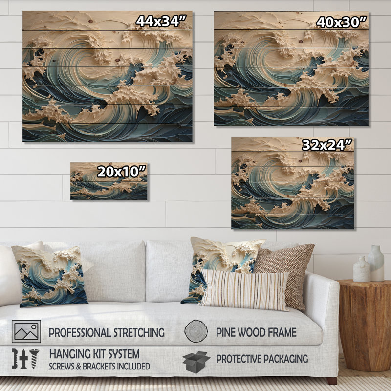 Placencia - Panneaux de décoration murale en bois bord de mer, H 34 po x l 44 po