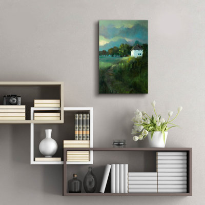 Art mural en verre rouge «Hill House» par Jan L. Waldron, Red Barrel Studio®