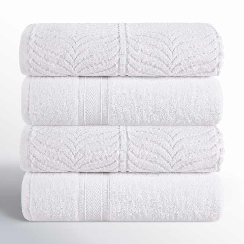 Serviette de bain en coton Orelia, Blanc
