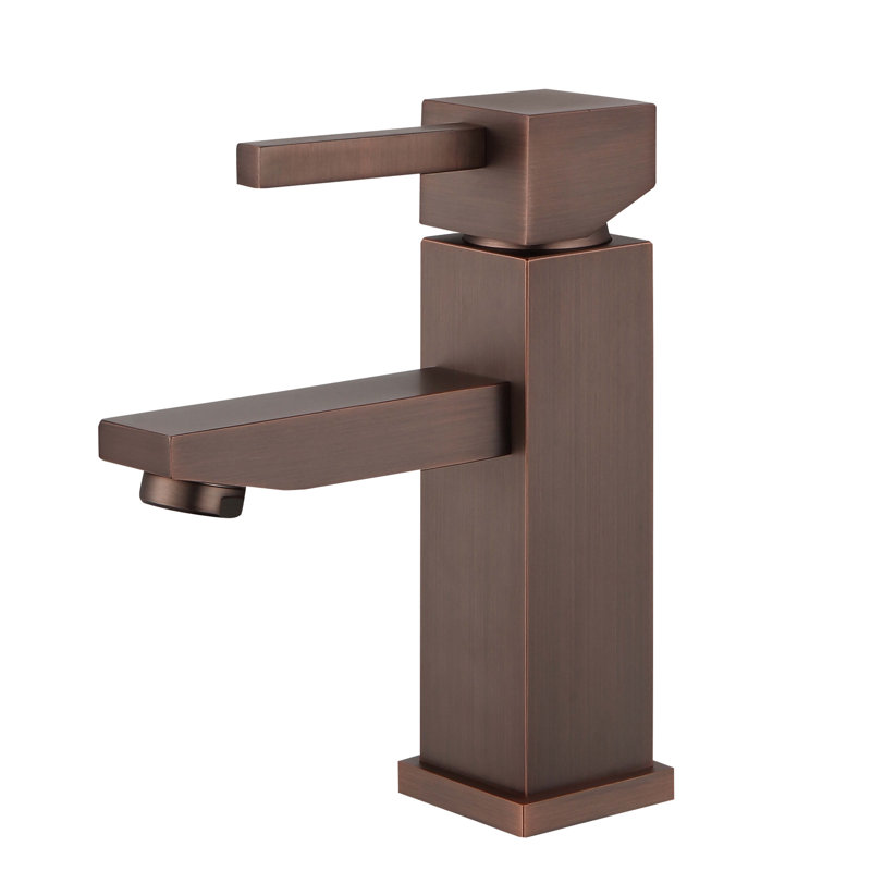 Single-Hole Bathroom Faucet with Drain Assembly, Brown Bronze