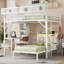 Lit superposé double au-dessus d'un lit double avec bureau, tablettes, éclairage à DEL et station de charge, conception détachable pour plus de flexibilité, blanc-1058664661