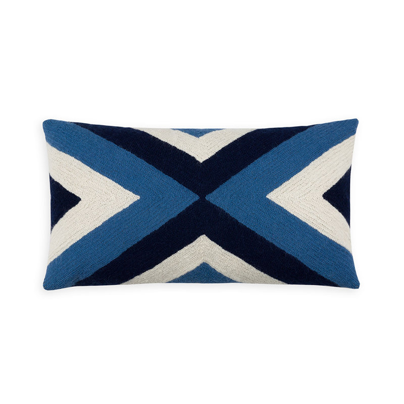 Grinda Natural Rectangular Pillow Cover and Insert, Periwinkle/Navy