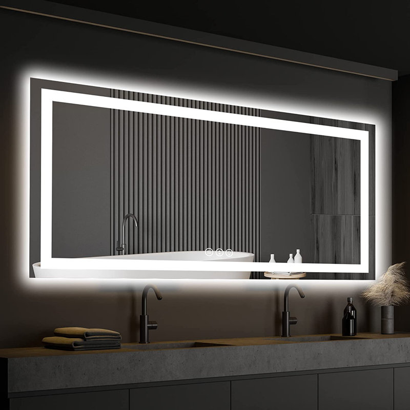 Miroir de commode illuminé sans cadre, 55 po x 30 po