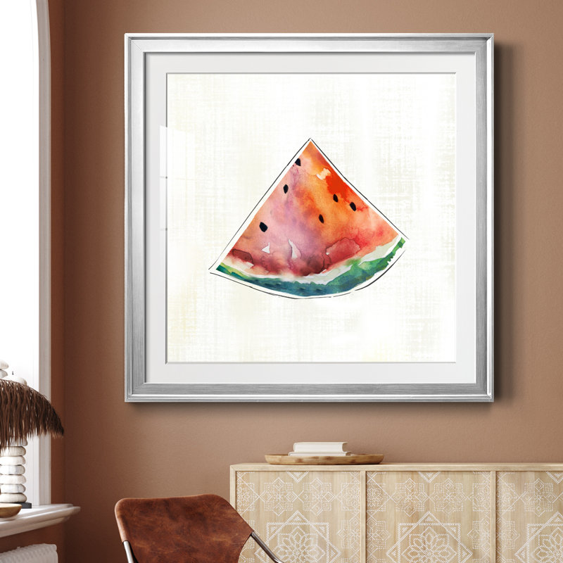 Happy Melon - peinture encadrée, Cadre argenté, H 26,5 po x l 26,5 po x P 1,5 po