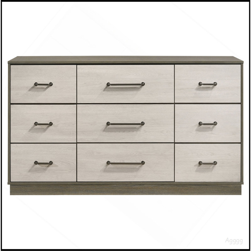 Commode 9 tiroirs avec miroir Edmondson, 71.5 cm H x 60.75 cm W x 17.75 cm D