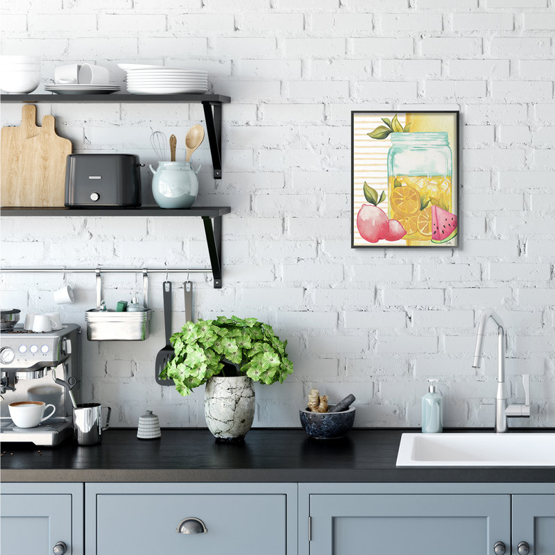 «Iced Lemonade Pitcher Abstract Pink Lemon Fruit» par Elizabeth Medley - impression d'art graphique