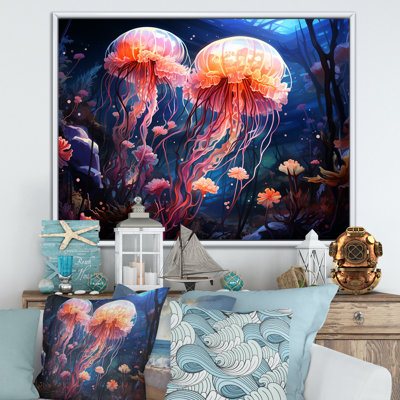 «Blue and Pink Jellyfish Dance II», reproduction sur toile