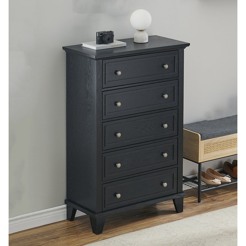 80 cm W Chest of 5 Drawers, Black