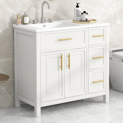 36'' Single Bathroom Vanity with Ceramic Top