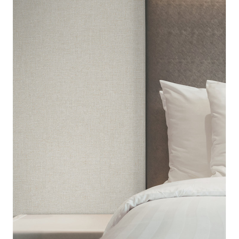 Papier peint chiné lin beige, Beige
