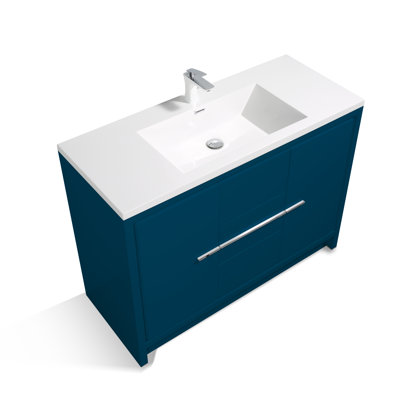 Kuriakos 47.3'' Single Bathroom Vanity with Acrylic Top