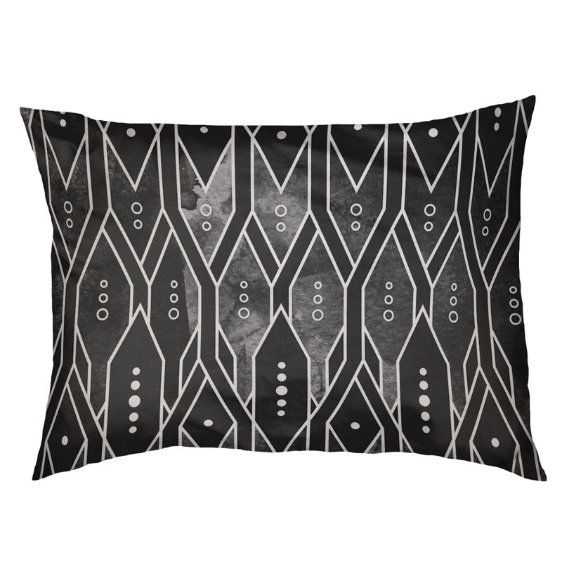 Coussin décoratif trellis, Noir, Moyen (L 30 po x l 40 po), Utilisation intérieure/extérieure