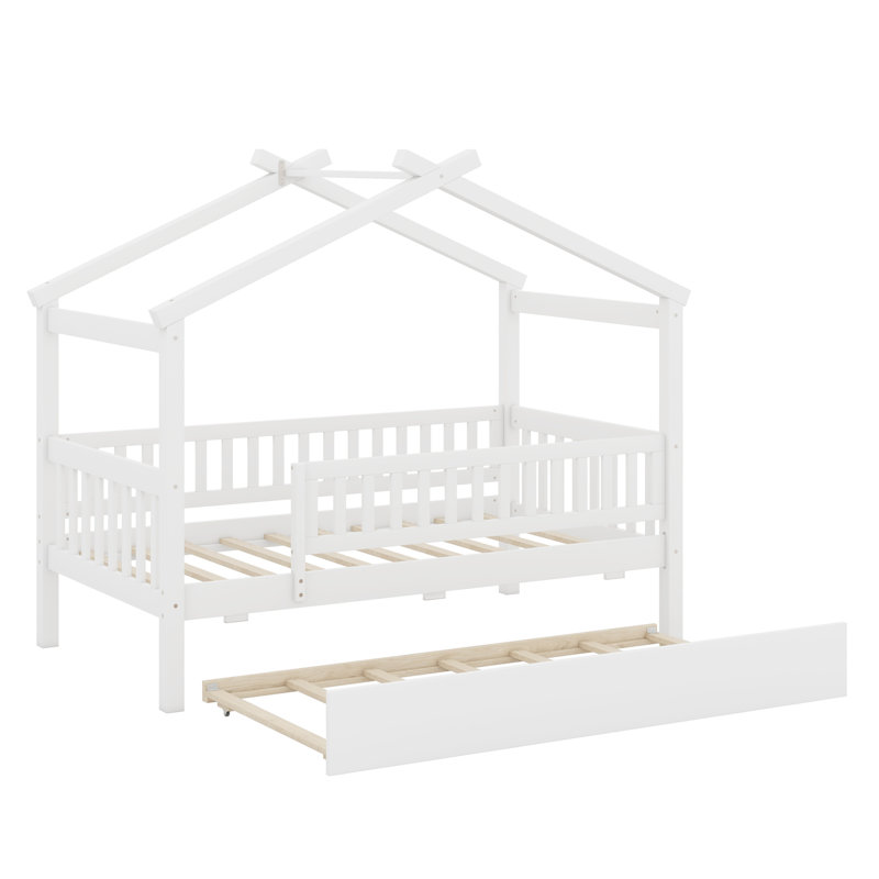 Lit maison avec lit gigogne, Blanc