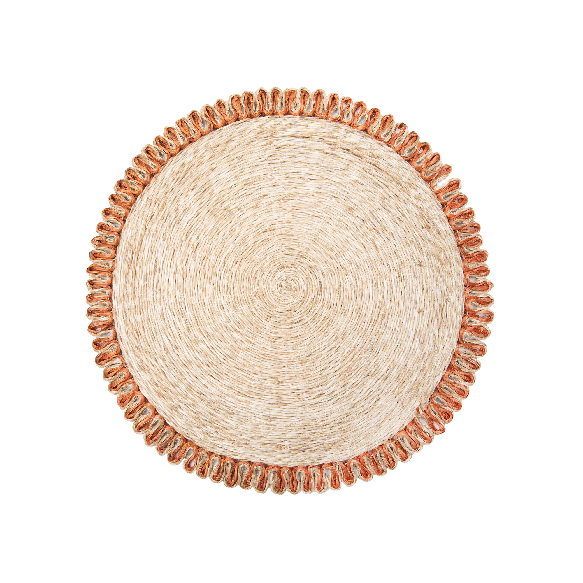 Amaretto Abaca Round Placemat, Natural/Orange