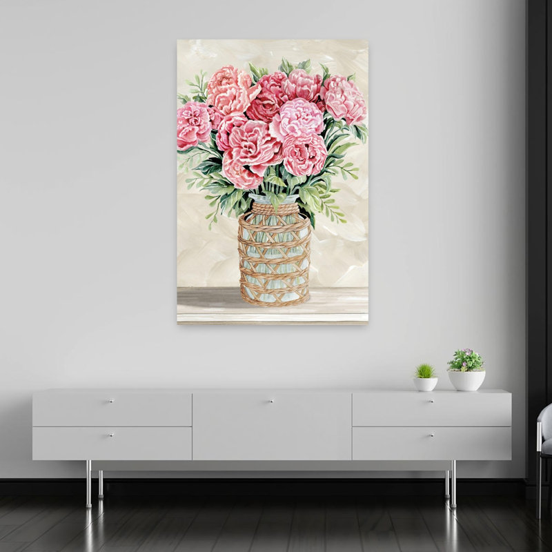 Pivoines roses pour vous, art floral, H 60 po x l 40 po