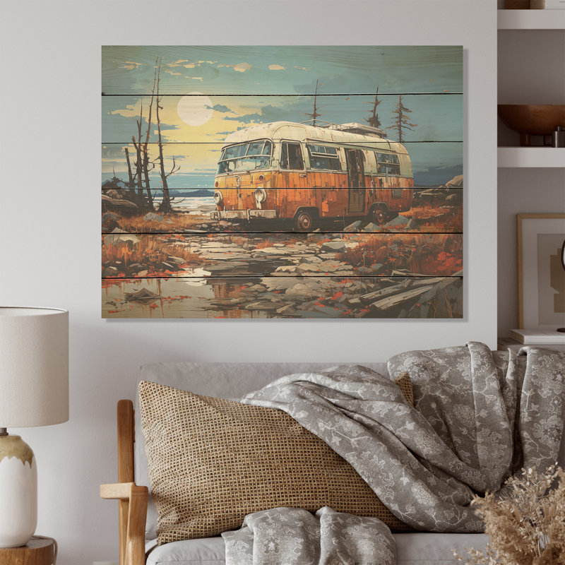 Minimalisme, camping, voyage, camping, art mural en bois sur bois de pin naturel, H 10 po x l 20 po