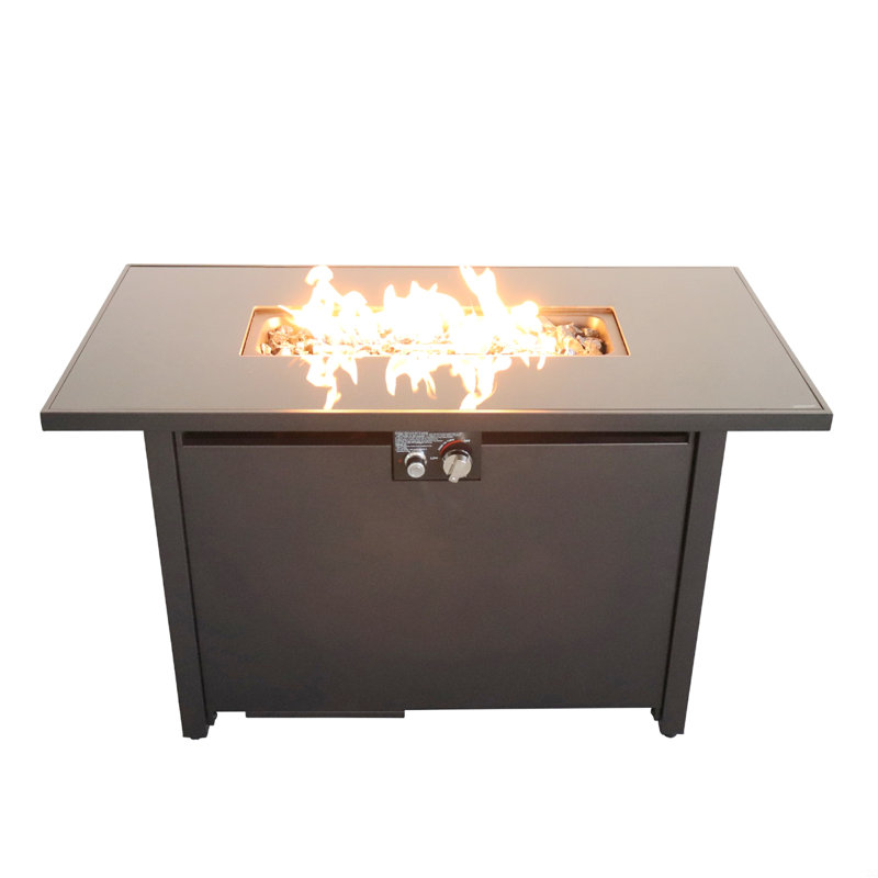 Table de foyer d'extérieur en acier avec couvercle