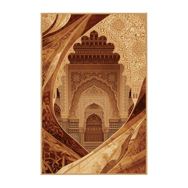 Tapis oriental moelleux et moelleux de style oriental ornemental en brun - reliure brun clair, 2 x 5