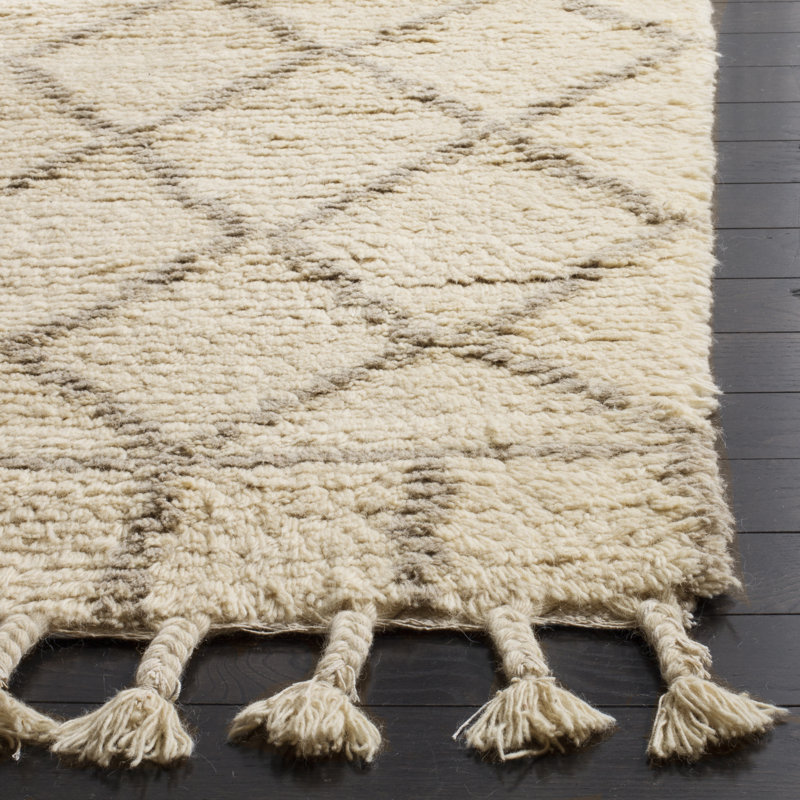 Jalbert Geometric Wool Hand Woven Area Rug, Rectangle 122 x 183 cm