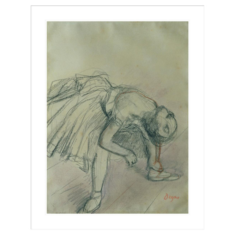 Danseuse fixant sa pantoufle par Edgar Degas, impression giclée encadrée, H 41,5 po x l 32,54 po
