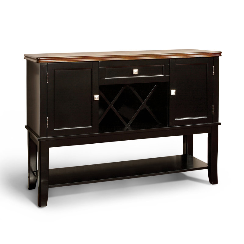 Buffet en bois 1 tiroir Avikrit, Noir / cerise