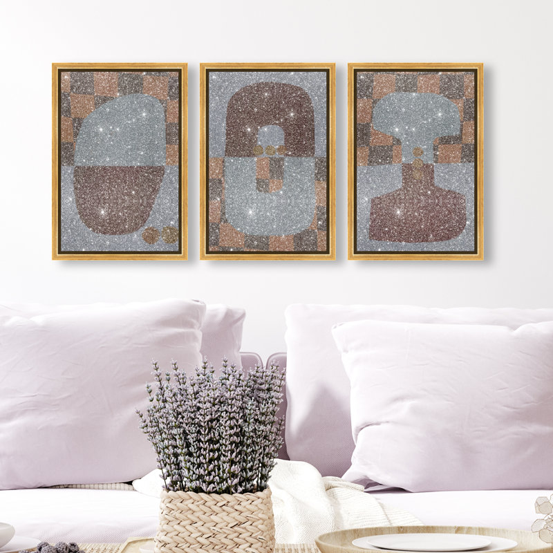 Checkered Dominos Set Set by Oliver Gal, 16" H x 11" W, Gold Floater Frame