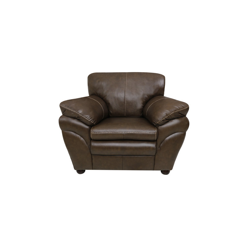 44" Wide Genuine Leather Armchair, Chestnut