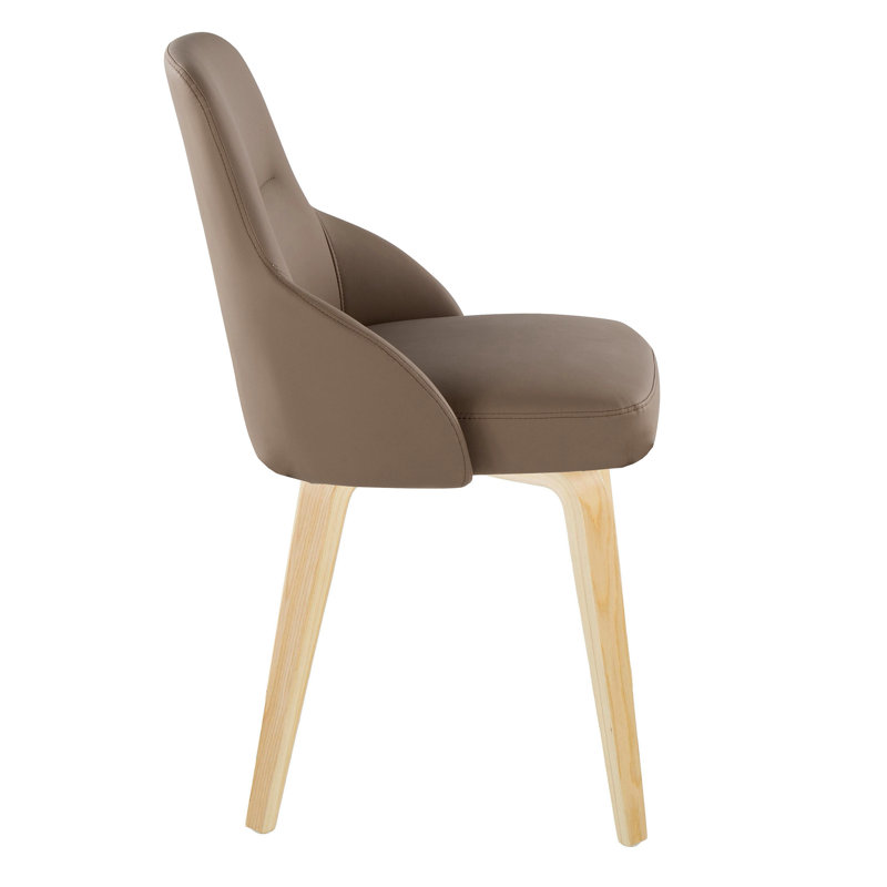 Chaise en bois et similicuir, Brun, Naturel