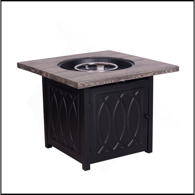 Table de foyer d'extérieur avec couvercle en acier au propane