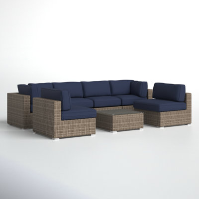 Tonioni Wicker Fully Assambled 6 - Person Seating Group with Sunbrella Cushions