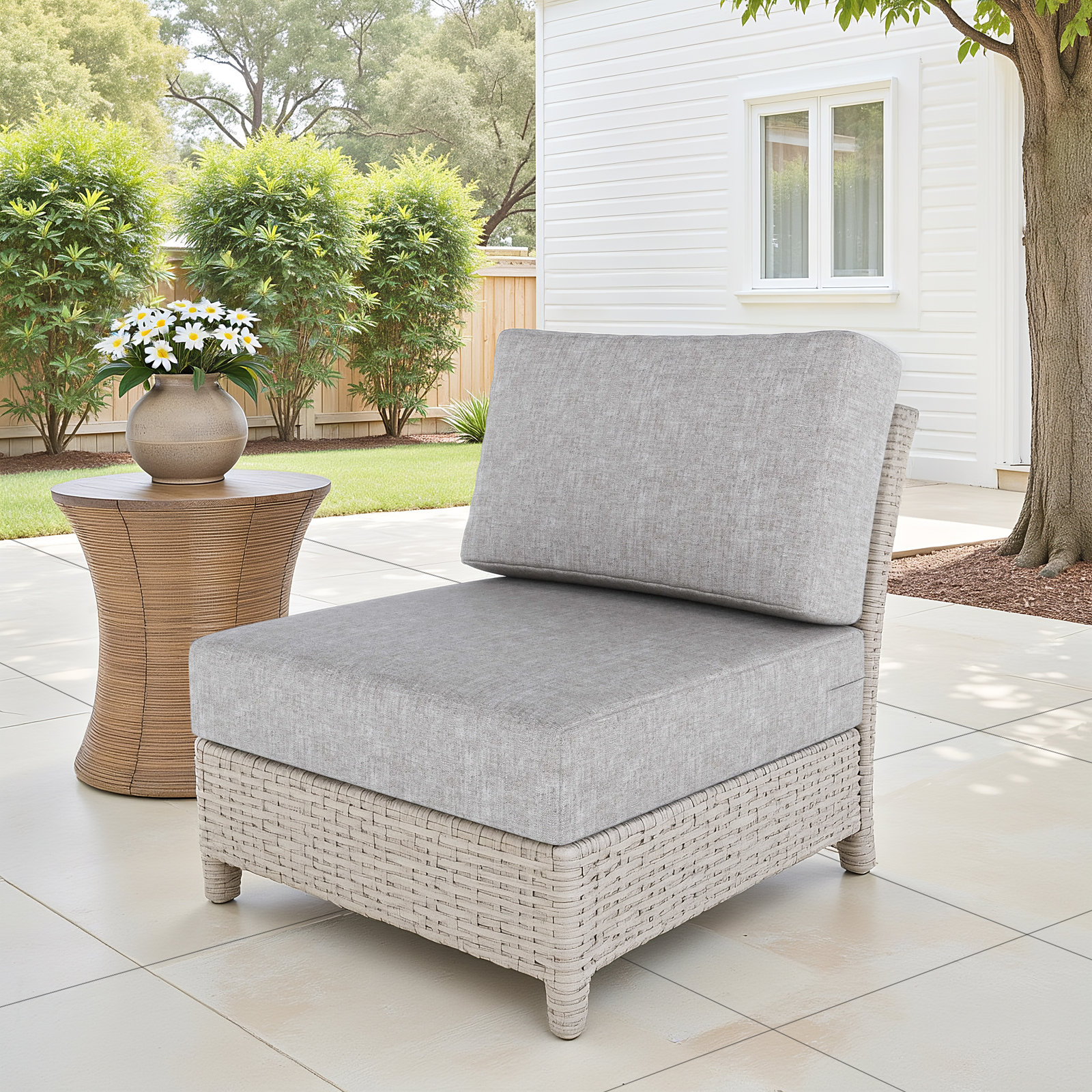 Amala Outdoor Sunbrella® Seat/Back Cushion, Sunbrella® Canvas Granite, 28.5" W x 28.5" D
