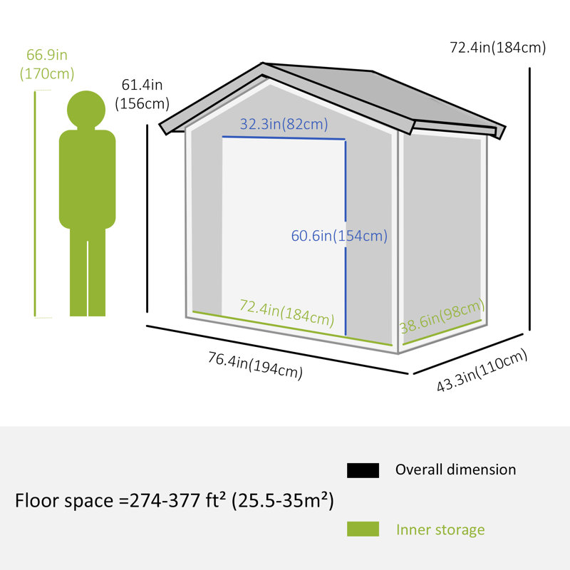 6 ft. 4 in. W x 3 ft. 7 in. D Vertical Storage Shed