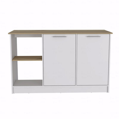 Kitchen Island, Four Open Shelves, Two Cabinets