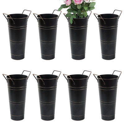 Vases en métal galvanisé de style français avec des fleurs coupées pour des décorations pour la maison et des décorations de table de mariage (ensemble de 8)