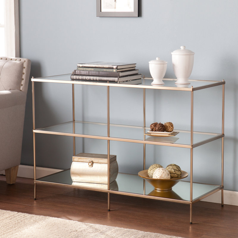 Gosport 42'' Glass Top Console Table, Warm Gold