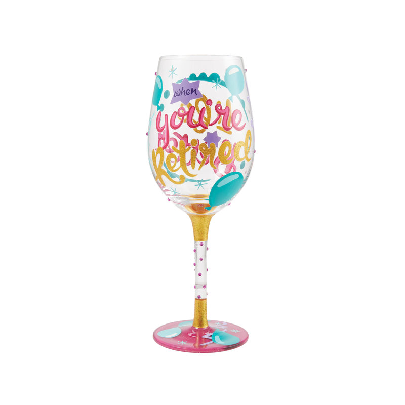 Verre à vin peint à la main 9 po Lolita